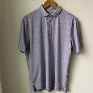 Johnnie-O Performance Jersey Polo with Lyndonn Stripe in Purple Golf Size M